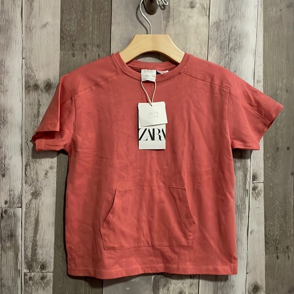 Zara Coral Short Sleeve Tee NEW - Picture 1 of 4